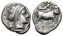 Ancient Coins - ITALY Southern Campania, Neapolis, c. 300-275 BC. AR Didrachm R/ Man-headed bull