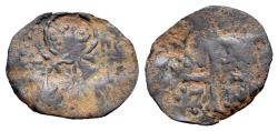 Ancient Coins - ISLAMIC, Seljuks. Great Seljuk. Jalal al-Dawlah Malikshah I, AH 465-485 / (AD 1072-1092). Æ Fals, an imitation based on Byzantine folles EXTREMELY RARE