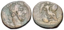 Ancient Coins - Commodus (AD 177-192). Æ Sestertius. British Victory type. Rome mint. Struck AD 184 or 185. R/ BRITISH VICTORY