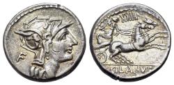Ancient Coins - ROME REPUBLIC D Junius Silanus (91 BC). AR Denarius. Rome. R/ Victory driving galloping biga