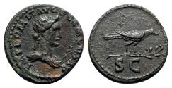 Ancient Coins - Domitian (81-96). Æ Semis - Rome - Apollo / Raven