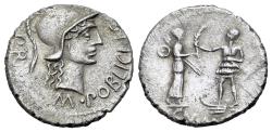 Ancient Coins - The Pompeians. Cnaeus Pompey Jr. Summer 46-Spring 45 BC. AR Denarius. Corduba mint; M. Poblicius, legatus pro praetore.