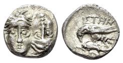 Ancient Coins - MOESIA, Istros (Circa 280-256/5 BC). AR Quarter Stater R/ Sea-eagle, grasping dolphin with talons