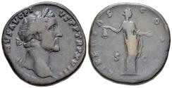 Ancient Coins - Antoninus Pius (AD 138-161). Æ Sestertius. Rome, 155. R/ LIBERTAS