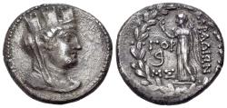 Ancient Coins - PHOENICIA. Arados. (Circa 138/7-44/3 BC). AR Tetradrachm Dated CY 184 (76/5 BC). Bust of Tyche R/ NIKE
