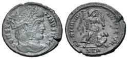 Ancient Coins - Constantine I (AD 307/310-337). Æ Follis. Treveri (Trier) mint, 2nd officina. Struck AD 323-324. R/ VICTORY