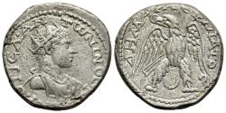 Ancient Coins - Diadumenian (Caesar, AD 217-218). Phoenicia, Aradus. AR Tetradrachm.  R/ EAGLE