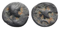 Ancient Coins - JUDAEA, Caesarea Maritima. temp. Trajan – Hadrian. AD 98-138. Æ Half Prutah  EXTREMELY RARE