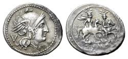 Ancient Coins - Roman Republican. Uncertain mint in Apulia, MT Series, (c. 211-208 BC). AR Quinarius