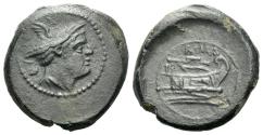 Ancient Coins - ROMAN REPUBLICAN Anonymous (After 211 BC) AE Semuncia NICE !!