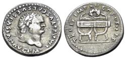 Ancient Coins - Titus (AD 79-81) AR Denarius, Rome, January-June 80. R/ CURULE CHAIR