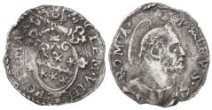 World Coins - Italy, Papal States. Roma, Clemente VIII (1592-1605). AR Mezzo Grosso. Papal arms. R/ Head of St. Peter