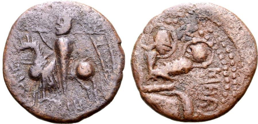 Italy Mileto Ruggero I 1071 1101 Ae Trifollaro C 1098 1101 Ruggero On Horseback R Virgin Enthroned Holding Holy Child