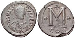 Ancient Coins - Anastasius I (491-518). Æ 40 Nummi - Follis. Constantinople, 498-518.