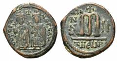 Ancient Coins - Phocas, with Leontia. 602-610. Æ Follis – 40 Nummi. Theoupolis (Antioch) mint. Dated RY 2 (603/4)