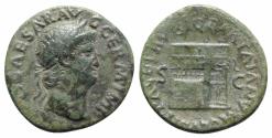 Ancient Coins - Nero (54-68). Æ As. Rome, c. AD 66. R/ Three-quarter view of the Temple of Janus