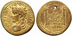 Ancient Coins - Tiberius (Caesar, AD 4-14). Æ Dupondius. Lugdunum, AD 10. R/ The Great Altar of Lugdunum