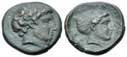 Ancient Coins - Thessaly, Phalanna, 4th century BC. Æ Trichalkon  R/ Head of nymph