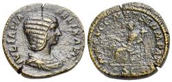 Ancient Coins - Julia Domna (Augusta, AD 193-217). Æ Sestertius. Rome, 211-5. R/ Julia Domna (as Pax)