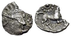 Ancient Coins - CELTIC, Iceni. Uninscribed. Circa 50-40 BC. AR Unit. Norfolk Diadem type. Uncertain mint in the upper Yare valey. RARE