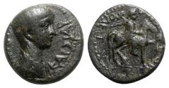 Ancient Coins - Nero (54-68). Phrygia, Hierapolis. Æ - Ti. Dionysios, magistrate - R/ Apollo on horseback