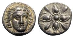 Ancient Coins - Satraps of Caria, Hidrieus (c. 351/0-344/3 BC). AR Obol, Apollo.