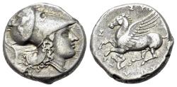 Ancient Coins - Sicily, Syracuse. Agathokles (317-289 BC). AR Stater R/ Pegasos flying; triskeles below