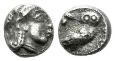 Ancient Coins - Attica, Athens circa 485-480 AR Obol Of the highest rarity