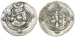 Ancient Coins - Sasanian Kings of Persia. Khusrau II (590-628). AR Drachm. LYW (Rēv-Ardaxšīr), year 34.