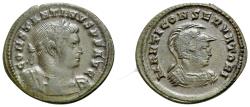 Ancient Coins - Constantine I (AD 307/310-337). Æ Nummus - Follis. Treveri, 310-3. Cuirassed bust of Constantine R/ Bust of Mars