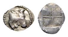 Ancient Coins - Macedon, Akanthos, c. 470-390 BC. AR Hemiobol ?