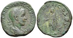 Ancient Coins - Gordian III (AD 238-244). Æ Sestertius. Rome mint, 6th officina. 4th emission, AD 239.