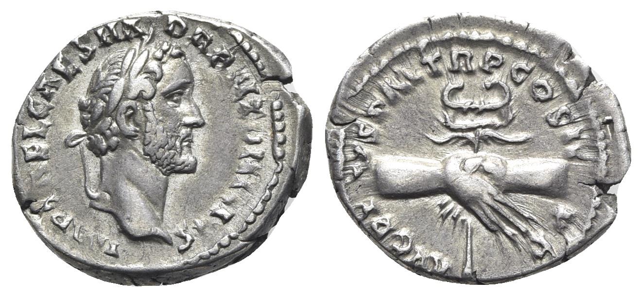 Antoninus Pius (138-161). AR Denarius - R/ Clasped hands - Old Coin Price