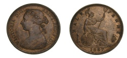 World Coins - GREAT BRITAIN HALF PENNY 1887 CHOICE GRADE AU+