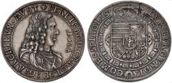 Ancient Coins - AUSTRIA, Holy Roman Empire. Archduchy of Austria. Ferdinand Karl. Archduke, 1646-1662. AR Box Taler – Schraubtaler (40mm, 13.06 g). Hall mint. Dated 1654 Good VF
