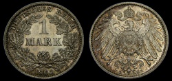 World Coins - Germany 1902-D Mark .900 Silver .1606 oz KM#14 UNC
