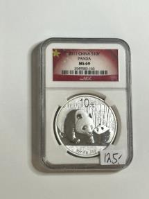 World Coins - 2011 China 10 Yen Panda Pure Silver Coin MS 69 NGC Graded