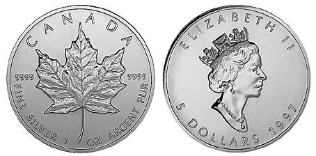 Canada 5 Dollar 1997 1 Ounce Silver Maple Leaf Coin 9999 Silver Lowest Mintage Key Date Issue Only 100 970 Minted Bu Rare