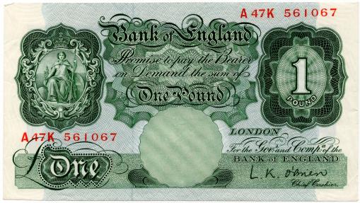 World Coins - England  1949-1955 1 Pound P369c UNC A47K 561067