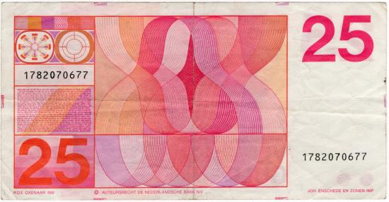 World Coins - Netherland 1971 25 Gulden P92a VF/EF