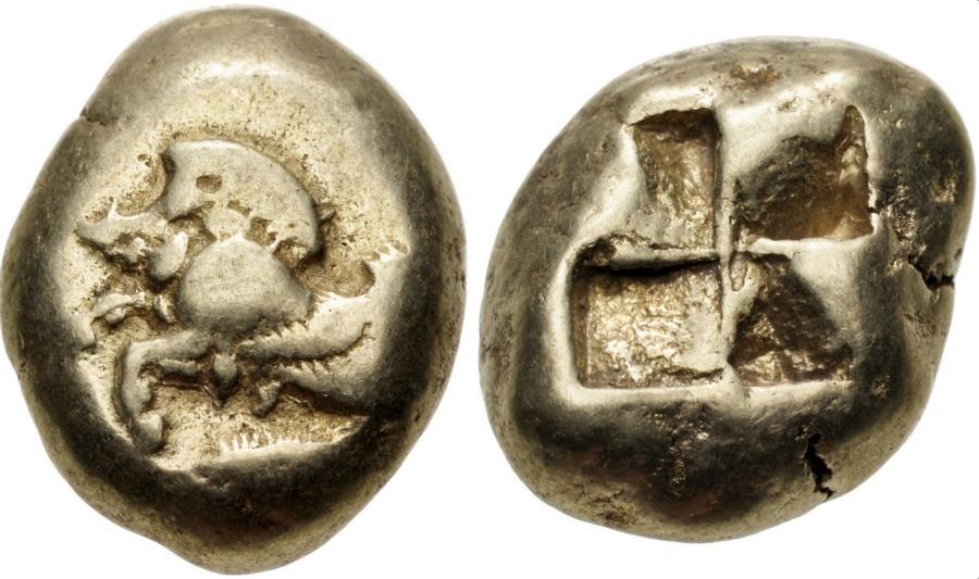 Ancient Coins - MYSIA, Kyzikos, Circa 550-450 B.C. EL Stater (15.5mm, 15.99 g) VF