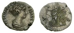 Ancient Coins - Faustina Junior, Augusta, A.D. 147-175, AR Denarius (16 mm, 2.24 gm., 5h), Rome mint, Struck under Antoninus Pius, circa A.D. 147-150 Good VF+ Artistic Portrait