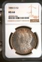 Us Coins - 1884 O $1 United States Silver Morgan Dollar MS 64 NGC Graded Certified Toning