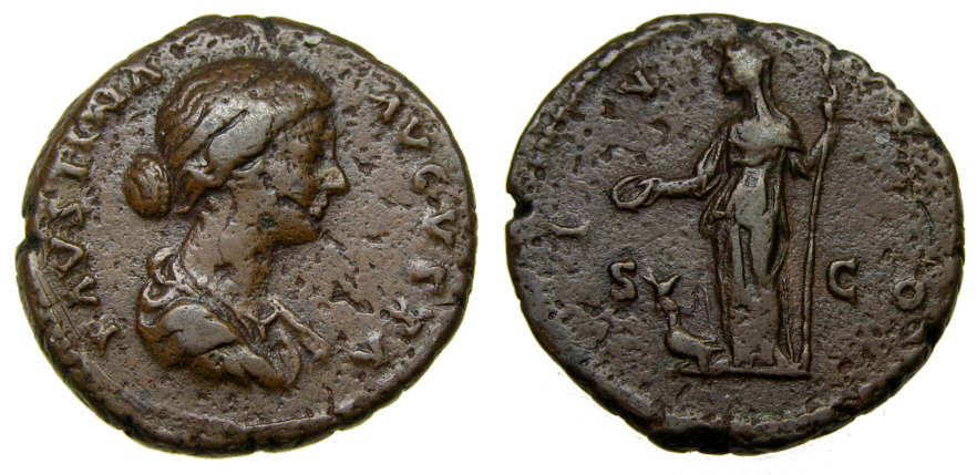 Faustina Junior, Augusta, A.D. 147-175, Æ As (25 mm, 8.71 g, 6h