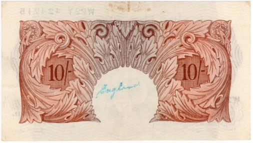 World Coins - England 1949-1955 10 Shillings P368c EF