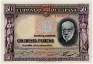 World Coins - Spain 1935 50 Pesetas P87 EF