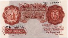 World Coins - England  1949-1955 10 Shillings 279987 P368a UNC