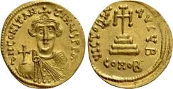 Ancient Coins - Byzantine Empire, CONSTANS II (641-668), GOLD Solidus (19 mm, 4.41 g.), Constantinople Mint Choice EF