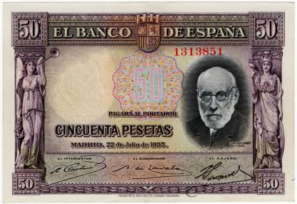 World Coins - Spain 1935 50 Pesetas P87 EF