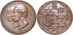 World Coins - HANOVER. Prince Arthur, the Duke of Connaught and Strathearne (Governor General of Canada), and Princess Luise von Preußen. 1850-1942 and 1860-1917. Æ Medal (63mm, 151.70 g, 12h)